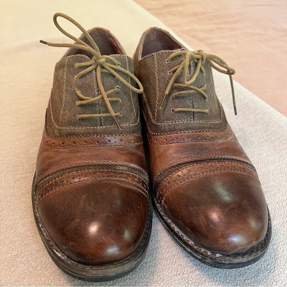 Steve Madden oxfords brown leather and fabric lace up shoes men's size 11